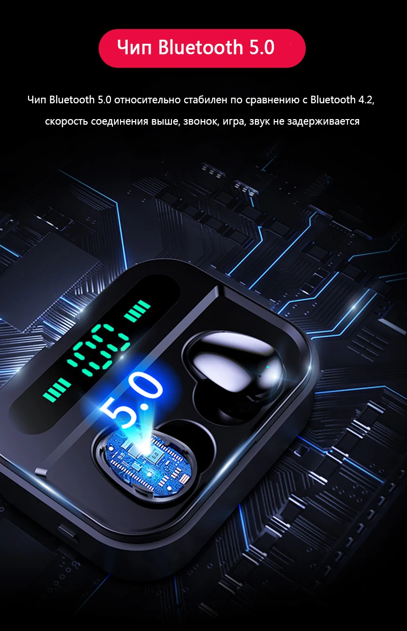 TWS Bluetooth наушники, настоящие беспроводные наушники, мини водонепроницаемые наушники с аккумулятором 3600 мАч, беспроводные Bluetooth наушники