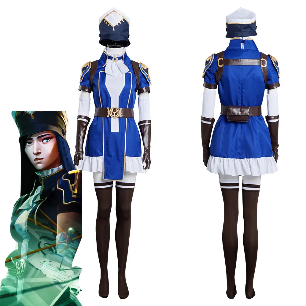 

LOL Arcane Caitlyn костюмы для косплея Хэллоуин карнавальное платье пояс аксессуары Костюм
