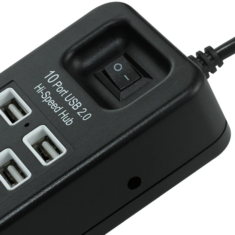 

10 Port USB 2.0 Hub Splitter Expansion High Speed Extender Adapter ON/OFF Switch for Laptop PC Computer