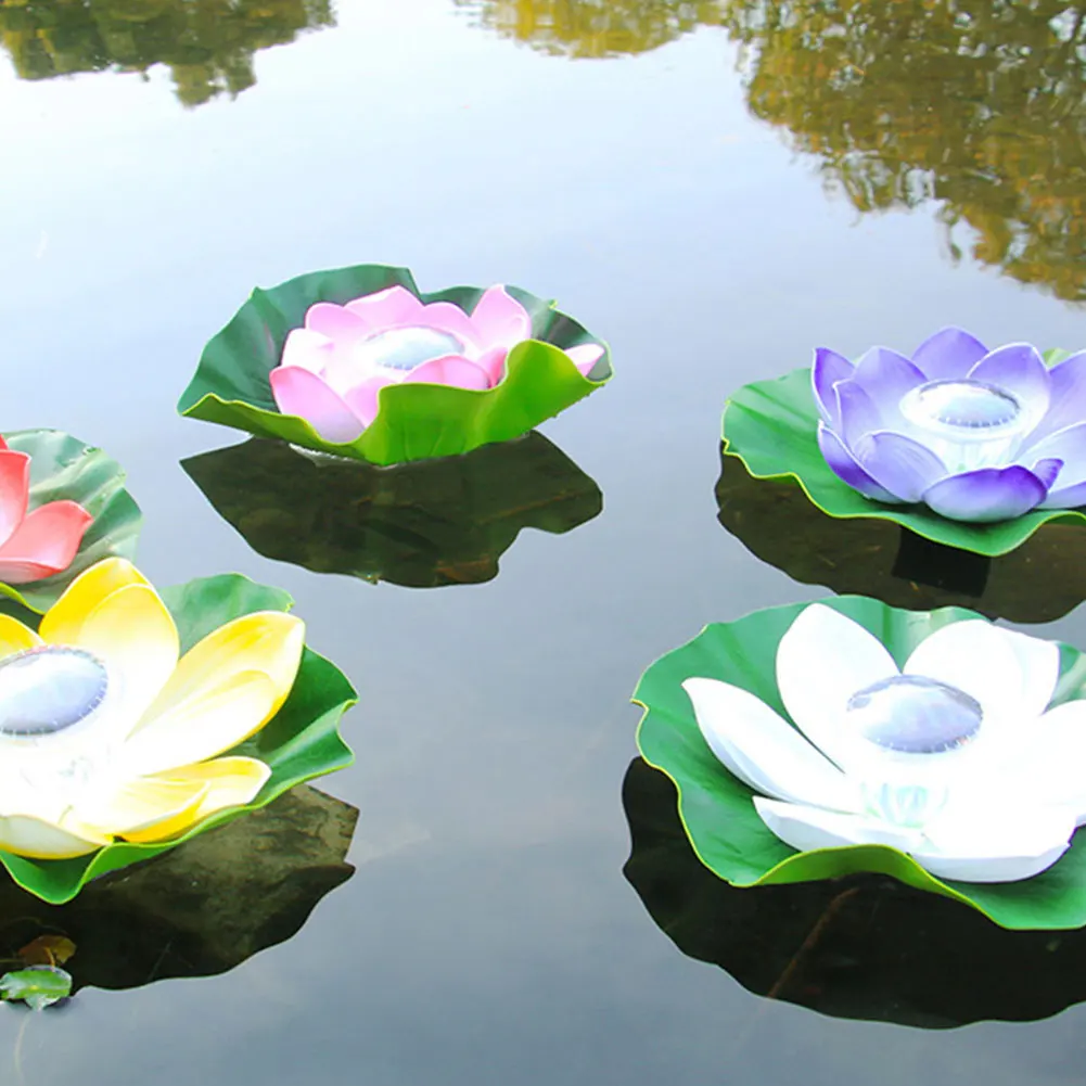 

Solar Powered LED Flower Floating Lamp Lotus Lights Waterproof Garden Pool Flower Lantern for Garden Yard Fountain Light