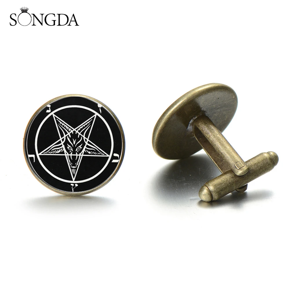 Красного цвета в стиле панк Коза запонки форме головы S с пряжкой ретро принтом