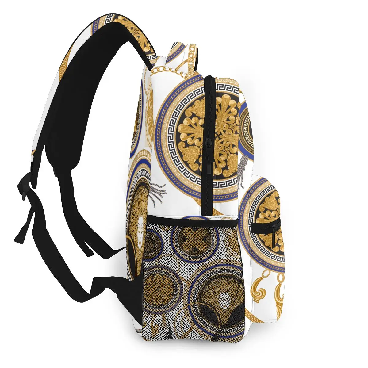 

2021 Women Shoulder Bag Baroque Floral Golden Meander Acanthus Leaves And Medusa Head School Bag For Girl Backpacks Travel Bag