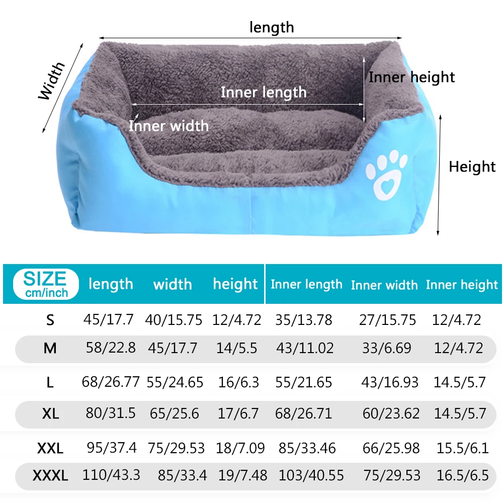 S-3XL Dog Bed Paw Pattren Pet Sofa Mat Waterproof Bottom Soft Fleece Warm Cat Mattress House Petshop Dropshipping cama perro |