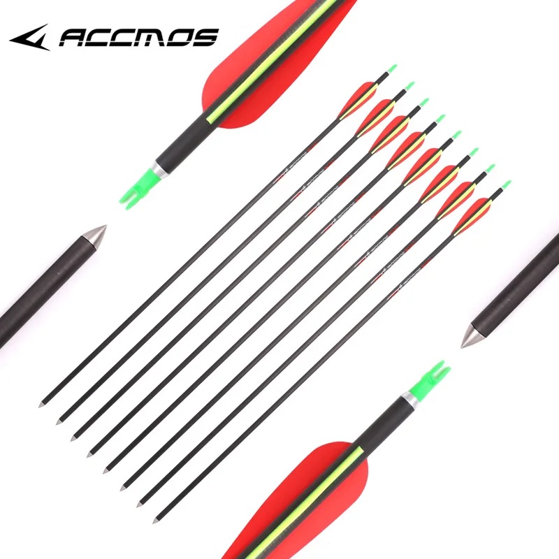 

6/12pcs ID 8 mm Spine 300/350/400/500 100Grains Arrowhead Carbon Arrow Archery for Hunting Shooting