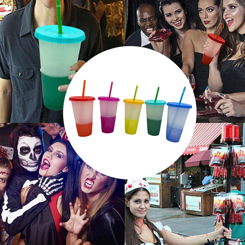 700 мл Хэллоуин чашка для питья крови ПП холодный цвет меняющая многоразовая