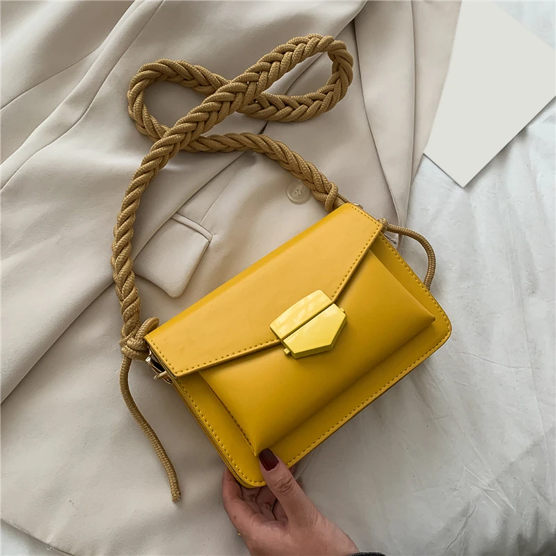 

Fashion Weave Strap Shoulder Bags For Women Luxury Solid Color Hasp Small Handbags Ladies Travel Crossbody Bags