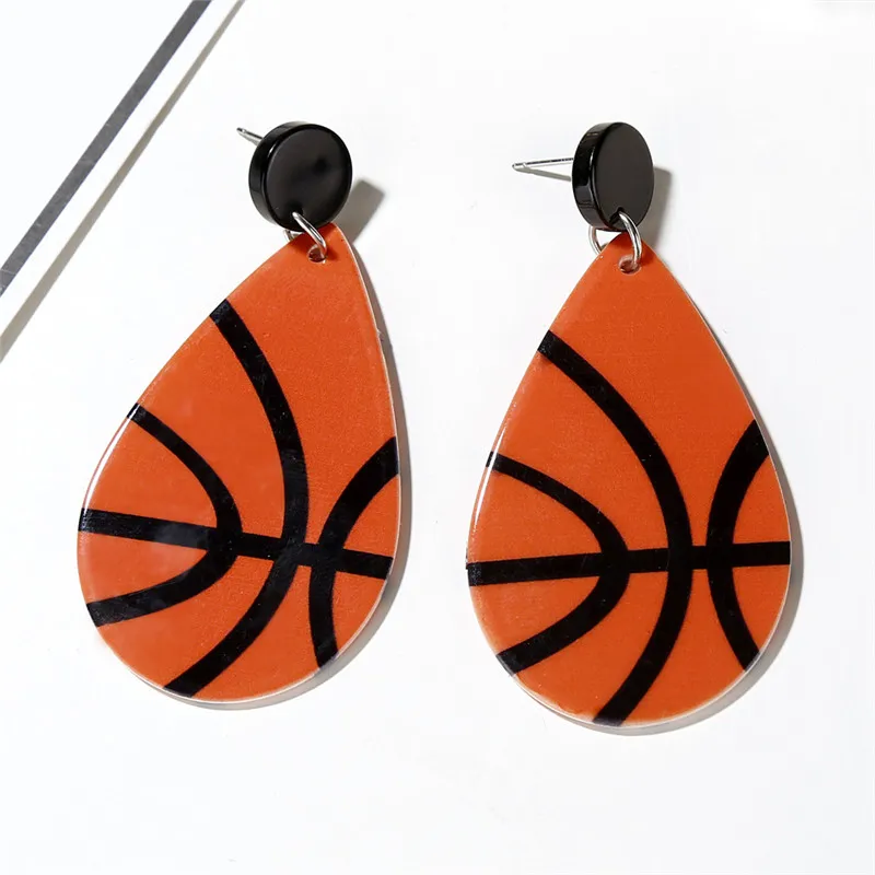 Модные футбольные баскетбольные серьги для женщин и девушек геометрические из