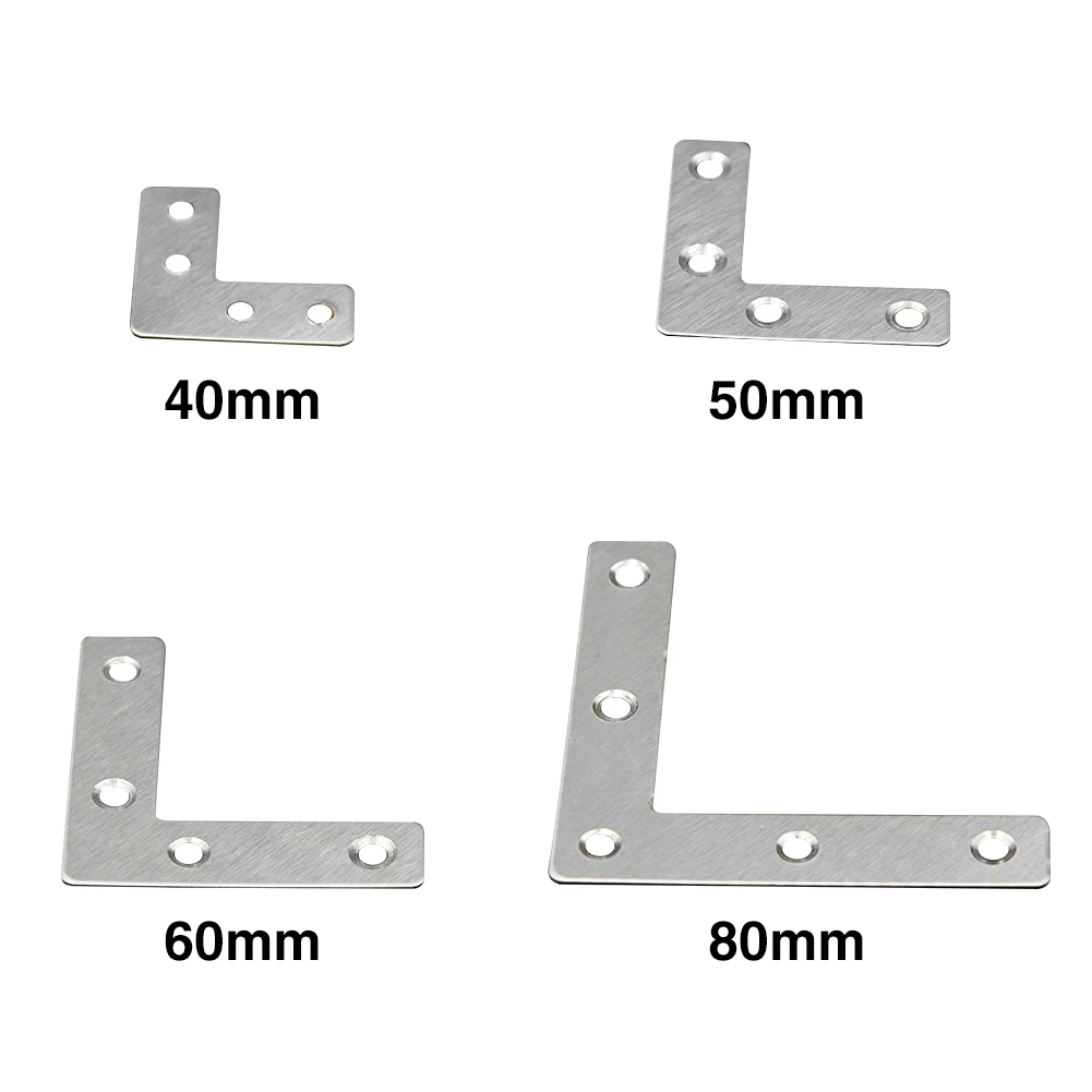 

10pcs/set L Shaped Storage Bracket Easy Install For Wood Frame Stainless Steel Right Angle Table Home Flat Corner Braces Office