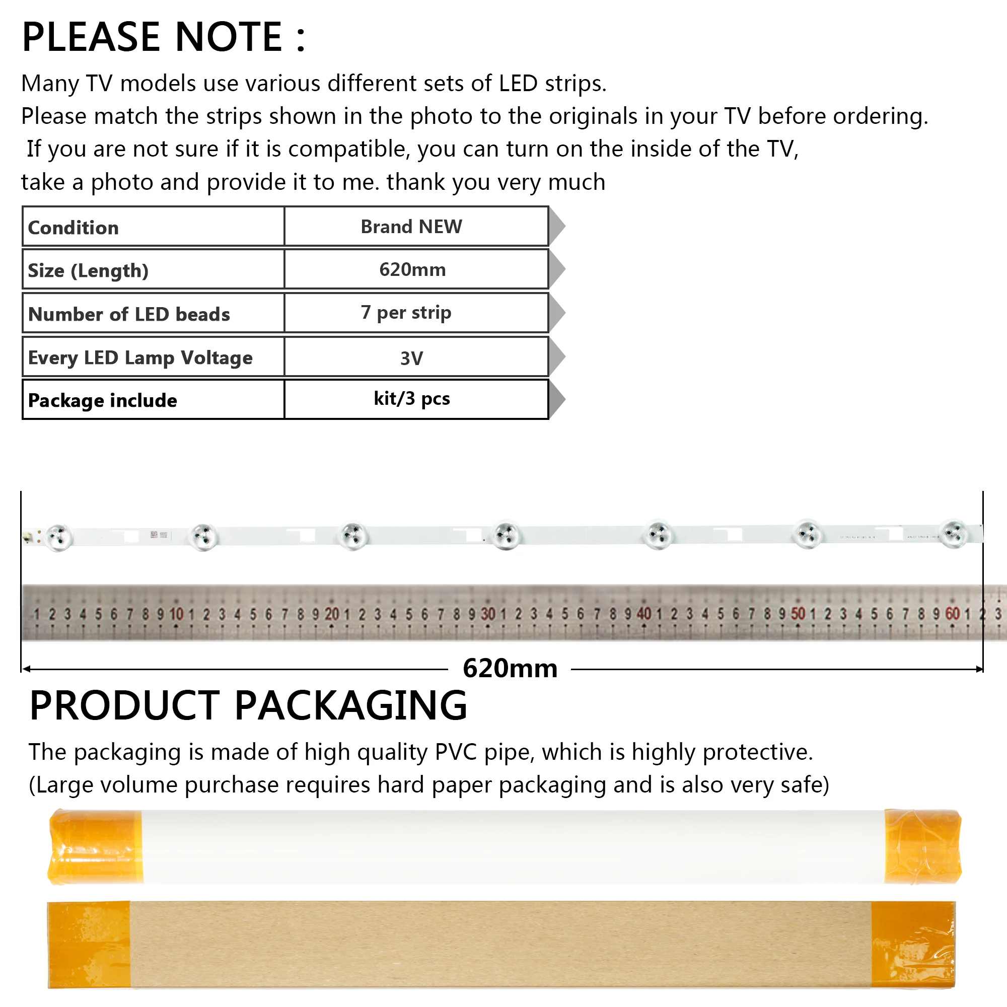 

LED backlight strip for TOSHIBA 32L2453 32L2454RB LED BAR 32" 7PKG Rev 0.1 2013.10.10