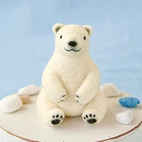 diy wool felt polar bear poked doll feltings non finished handmade craft toy creative gift animal pendant material package set
