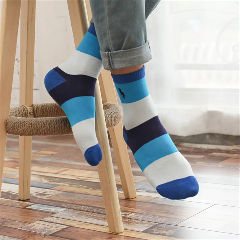 2019 PIER POLO мужские носки модные повседневные цветные полосатые вышитые хлопковые
