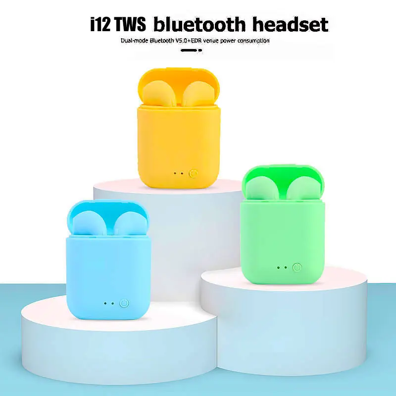 

Original I12 TWS Sport Earbuds Headset with Mic for IPhone Xiaomi Huawei Wireless Blutooth Earphones In Ear Stereo Earbuds Sleep