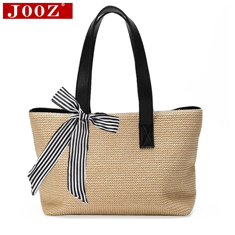 Женская плетеная Сумка из ротанга летняя соломенная сумка с бантом большая