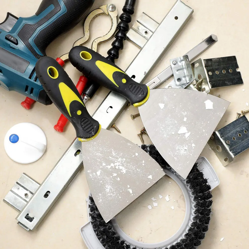 4PCS Wallpaper Scraper Metal Steel Paint Scraper With Anti-Slip Handle Plastering Tools Putty Knife Set With Bag Scraper Blade