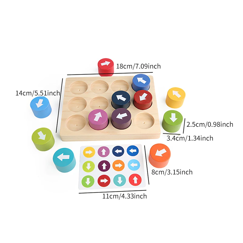 

Children Montessori Wooden Toys Arrow Matching Game Learning Color Direction Cognition Memory Board Games Early Educational Toys