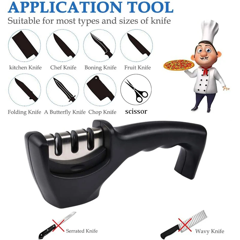 Профессиональная точилка для ножей 3 этапа (вольфрам алмаз и керамика) кухонный