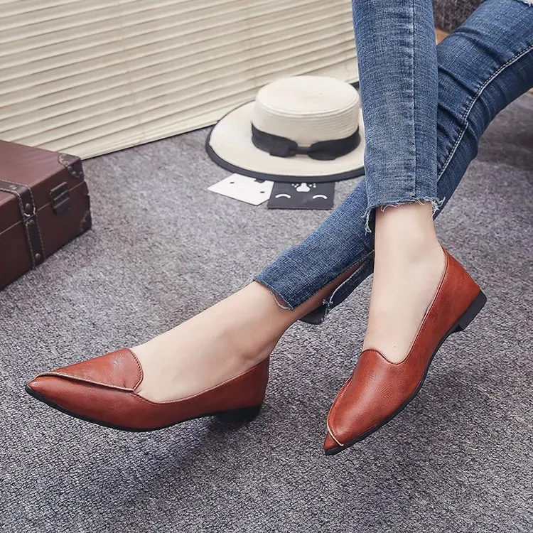 Сезон осень коллекция 2019 года кожаные тапочки на низком каблуке|Обувь без