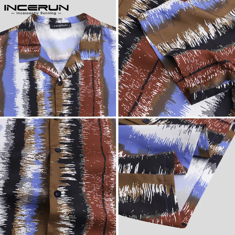 

INCERUN Summer Fashion Hawaiian Shirt Men Printed High Street Casual Tops Short Sleeve Breathable 2021 Lapel Camisas Hombre 5XL