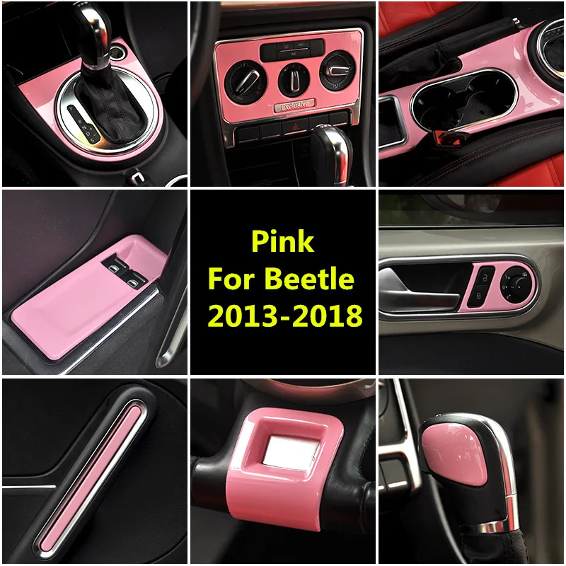 

Розовый Автомобиль AC для панели управления окон крышка ручки переключения передач наклейка ручка Литье отделка для Volkswagen Beetle 2013-2018 внутрен...