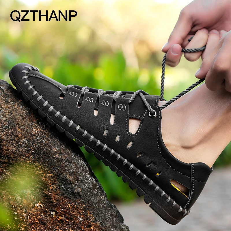 

QZTHANP Casual Men's Flats Design Man Driving Shoes Comfortable Handmade Leather Shoes Breathable Footwear Male Adult Shoes