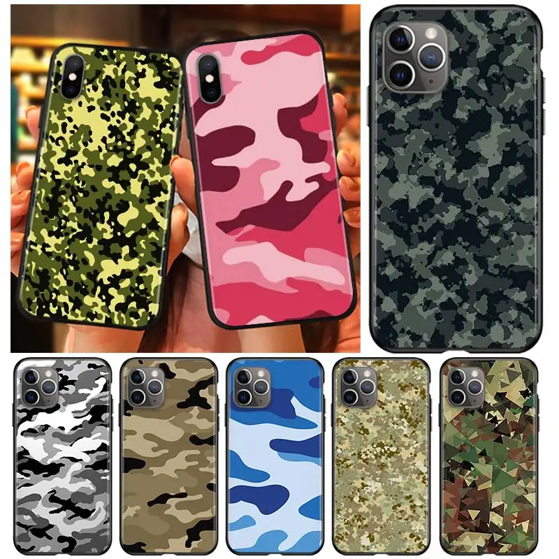 

Camouflage Army Black Soft Cover For Apple iPhone 13 12 11 SE XS XR X 7 8 6 5 S mini Plus Pro MAX 2020 Phone Case