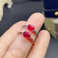 natural red ruby gem ring natural gemstone ring s925 sterling silver trendy luxurious array women girl wedding gift jewelry