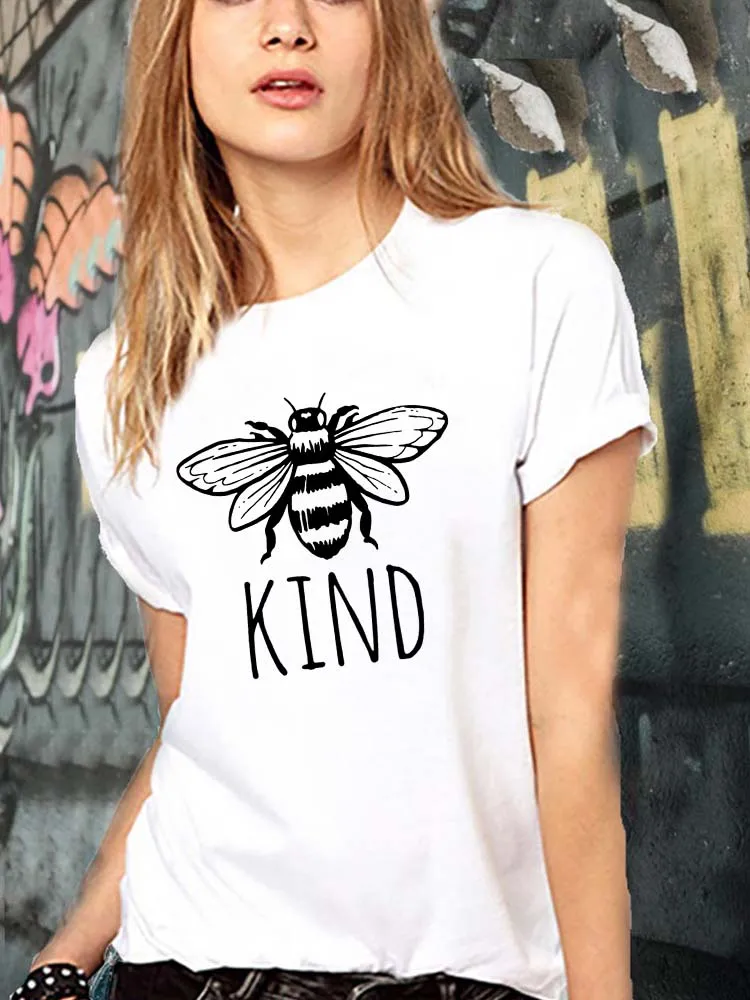 

Женская футболка Bee Kind, с рисунком животного, летняя, Повседневная