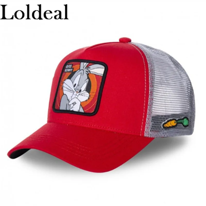 

Loldeal Unisex Baseball Cap Fashion Anime Embroidered Cotton Mesh Hip Hop Sunshade