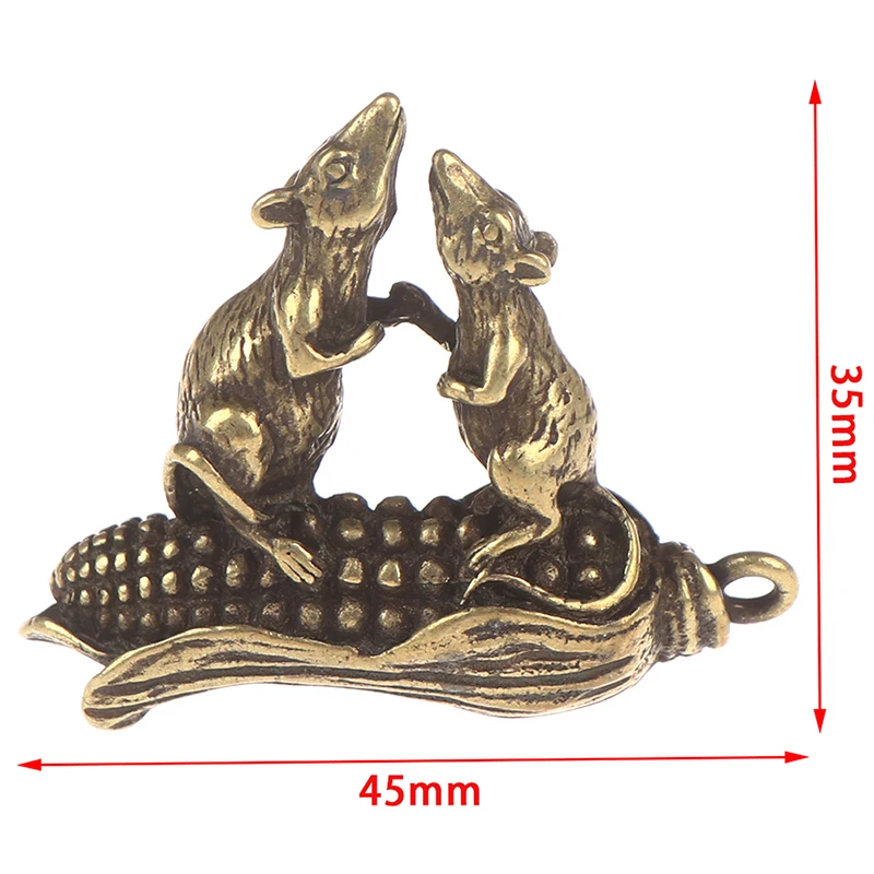 1 шт. медные статуэтки богатства крыс латунная мышь для животных кукуруза брелок