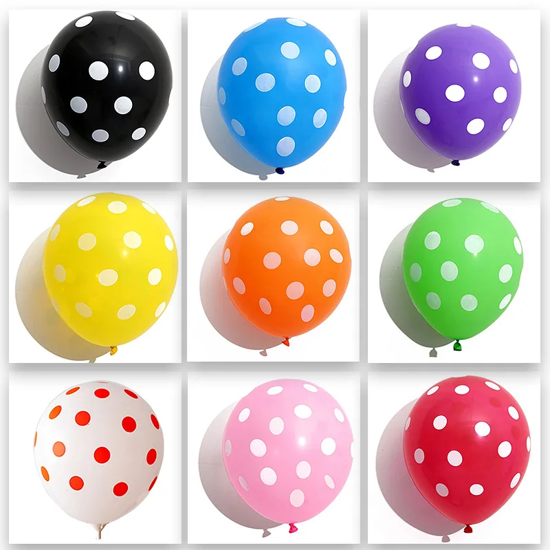 

100pcs 12 inch lady beetle black red white latex dot latex polka dot balloons cartoon wedding birthday party globes helium deco