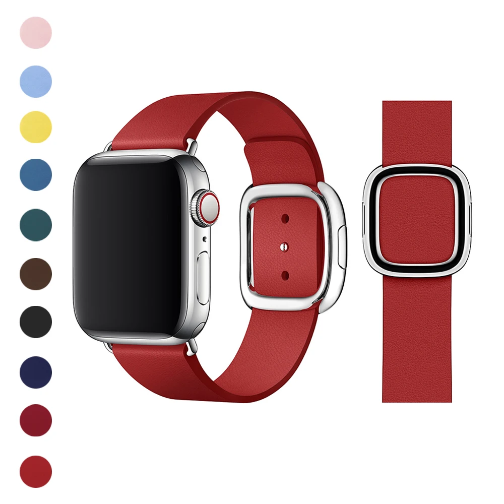 Спортивные натуральная кожа современный ремешок для наручных часов Apple Watch, версии 4 44 мм 40 мм браслет из розового золота с пряжкой для наручных часов iWatch серии 3/2/1 38 мм 42 мм