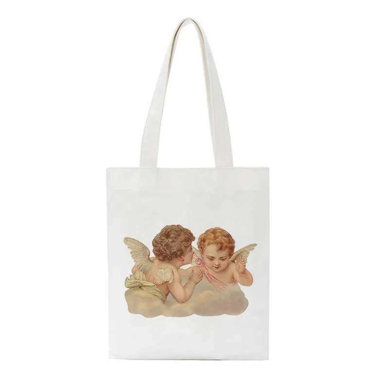 Новая забавная Повседневная Холщовая Сумка в стиле ретро с милым ангелом