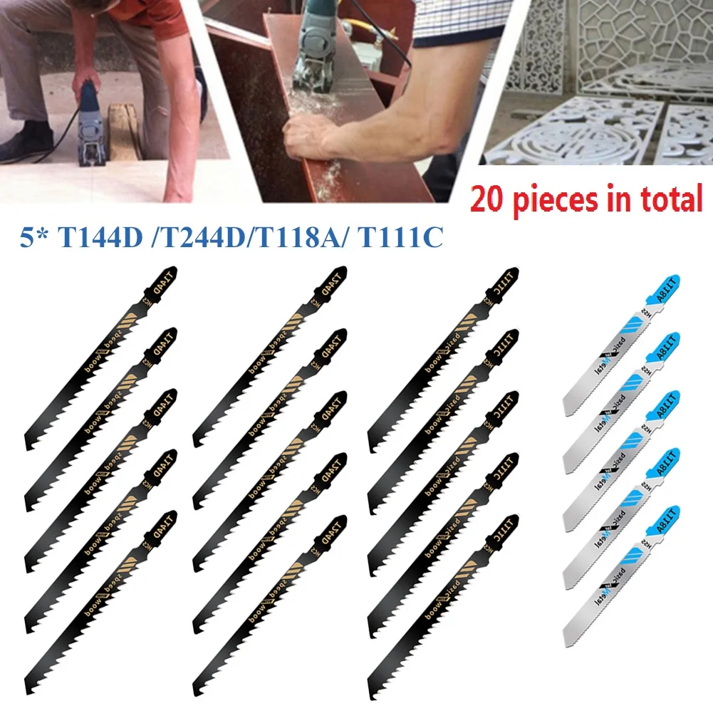 

20PCS Jig Saw Blade T144D/T244D/T118A/T111C High-strength Carbon Steel Cutting Tools Accessories Woodworking Saw Blades