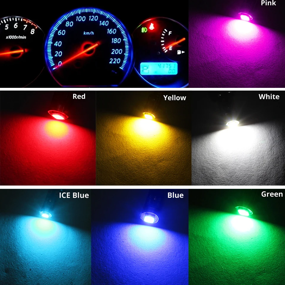 

ANMINGPU 10x Signal Lamp T5 Led Bulb W1.2W 3030SMD W3W Canbus Car Interior Light Dashboard Instrument Cluster Panel Lamp Bulb