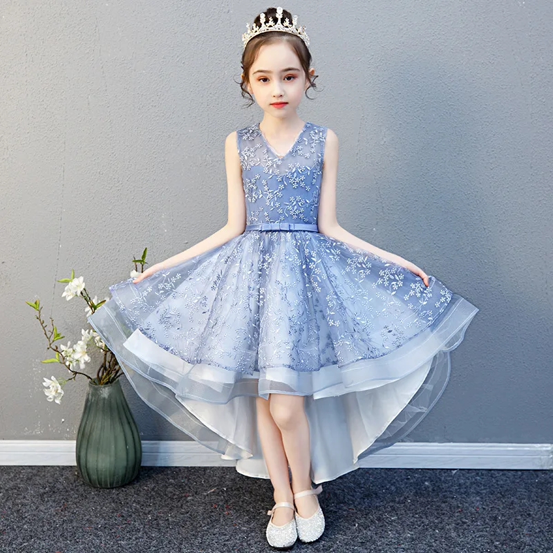 Bule Flower Girl Dresses for Weddings It's Yiiya B048 Elegant High Low Length Kids First Communion Dress Girs Pageant Gowns | Свадьбы и