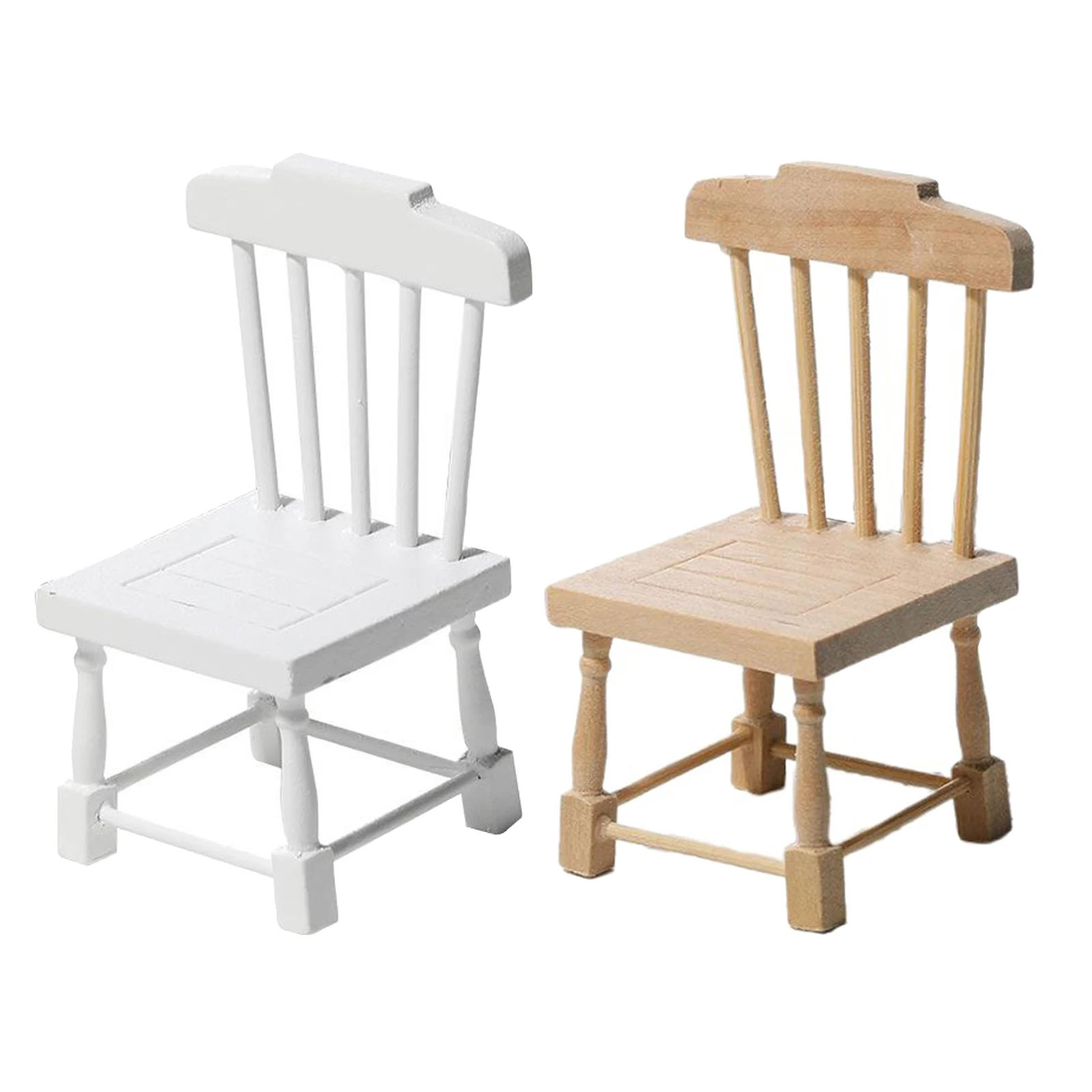 

1:12 Wooden Dollhouse Dining Table Chair, Miniature Chair, Simulation Portable