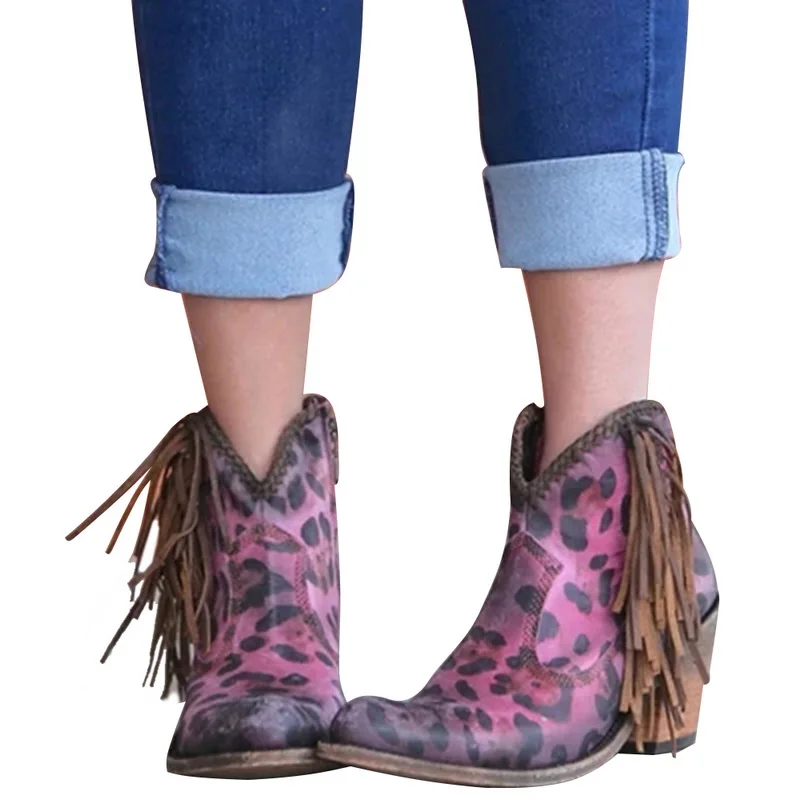 HEFLASHOR/женские ботильоны из натуральной кожи с леопардовым принтом коллекция 2019