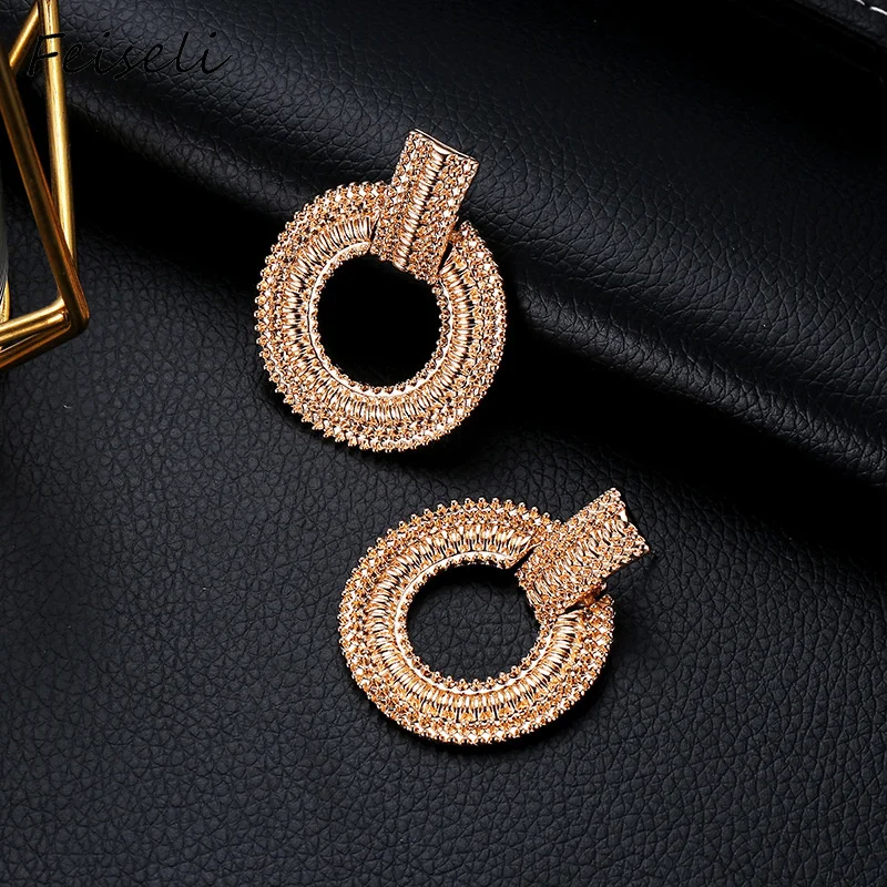 Feiseli разноцветные геометрические круглые гвоздики серьги для женщин