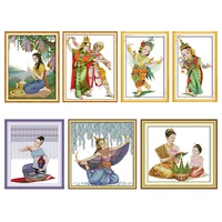 cross stitch kits thailand dance stamped fabrics patterns 11ct 14ct printed counted decoration crafts embroidery needlework sets