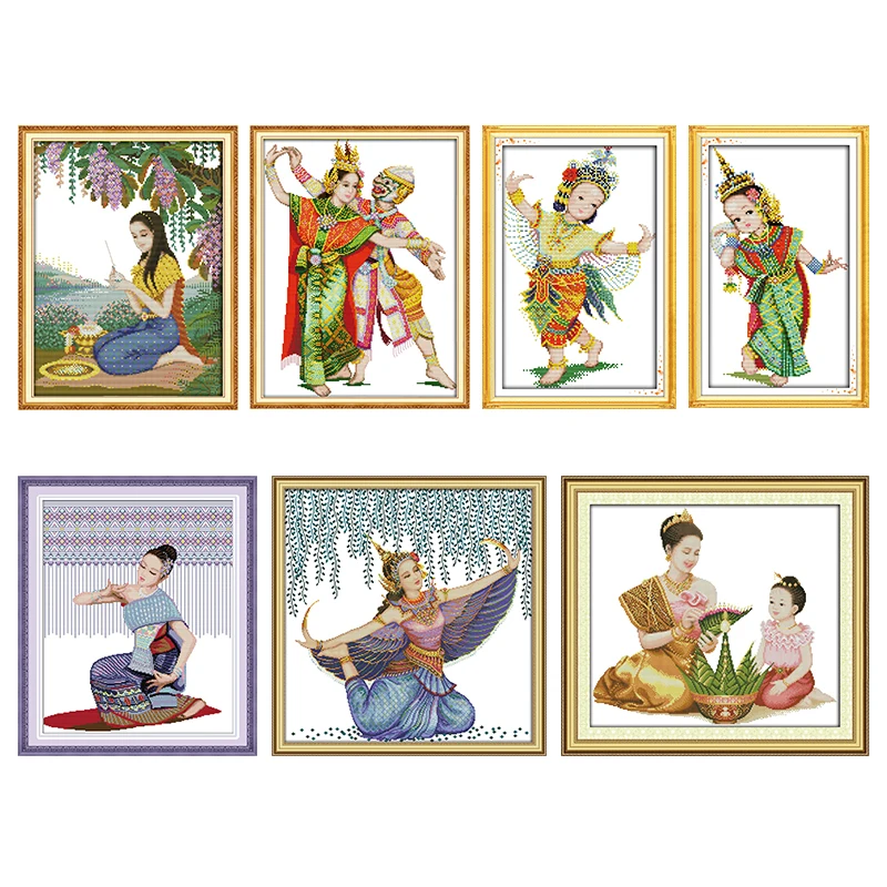 Наборы для вышивки крестом танец Тайланд штампованные ткани 11CT 14CT счетные