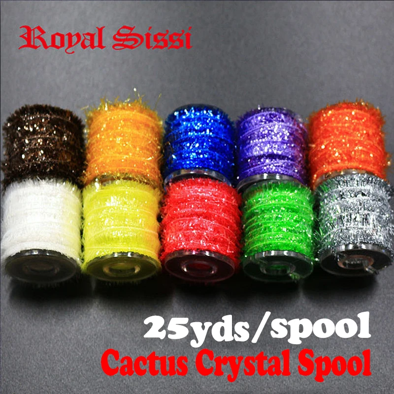 Royal Sissi 10spools multi Colors spooled cactus Tinsel Chenille yarn Crystal Flash strip nymphal bugs scud fly tying materials