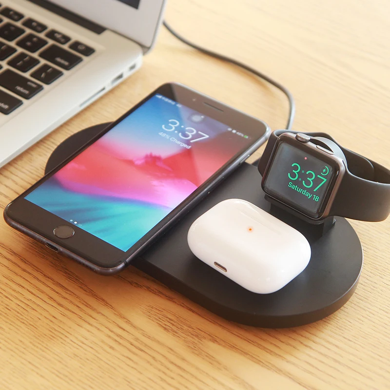 

Qi Wireless Mobile Phone charger Station for iPhone 11 Xs XR 8 Apple iWatch Series 5 4 3 Airpods Pro 2 Universal Fast Charging