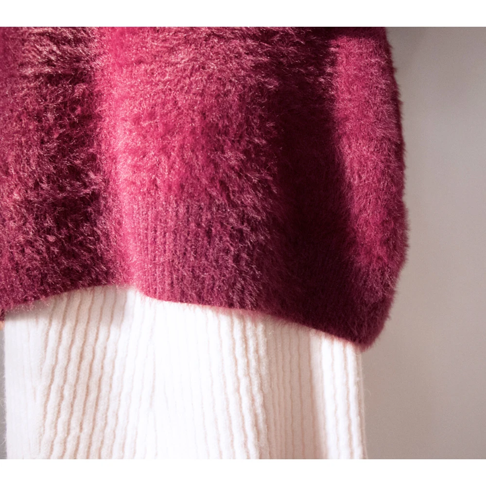 

Werynica new Korean oversize thick mink cashmere sweater pullovers women batwing sleeve female casual warm fur sweater jumper