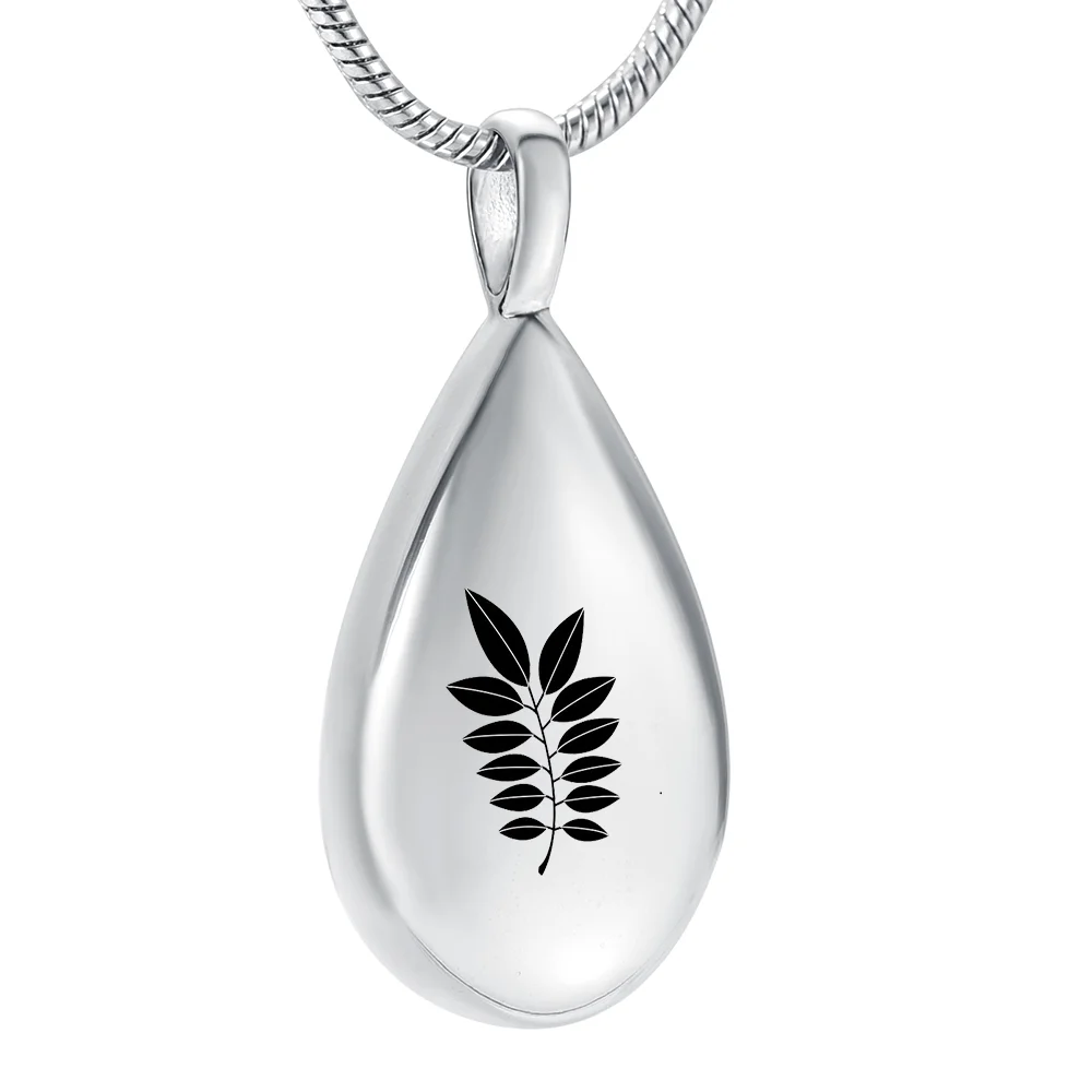 IJD9945 подвеска в форме капли с резными листьями, сувенир для кремации в золе урна сувенир, памятное ожерелье, ювелирные изделия