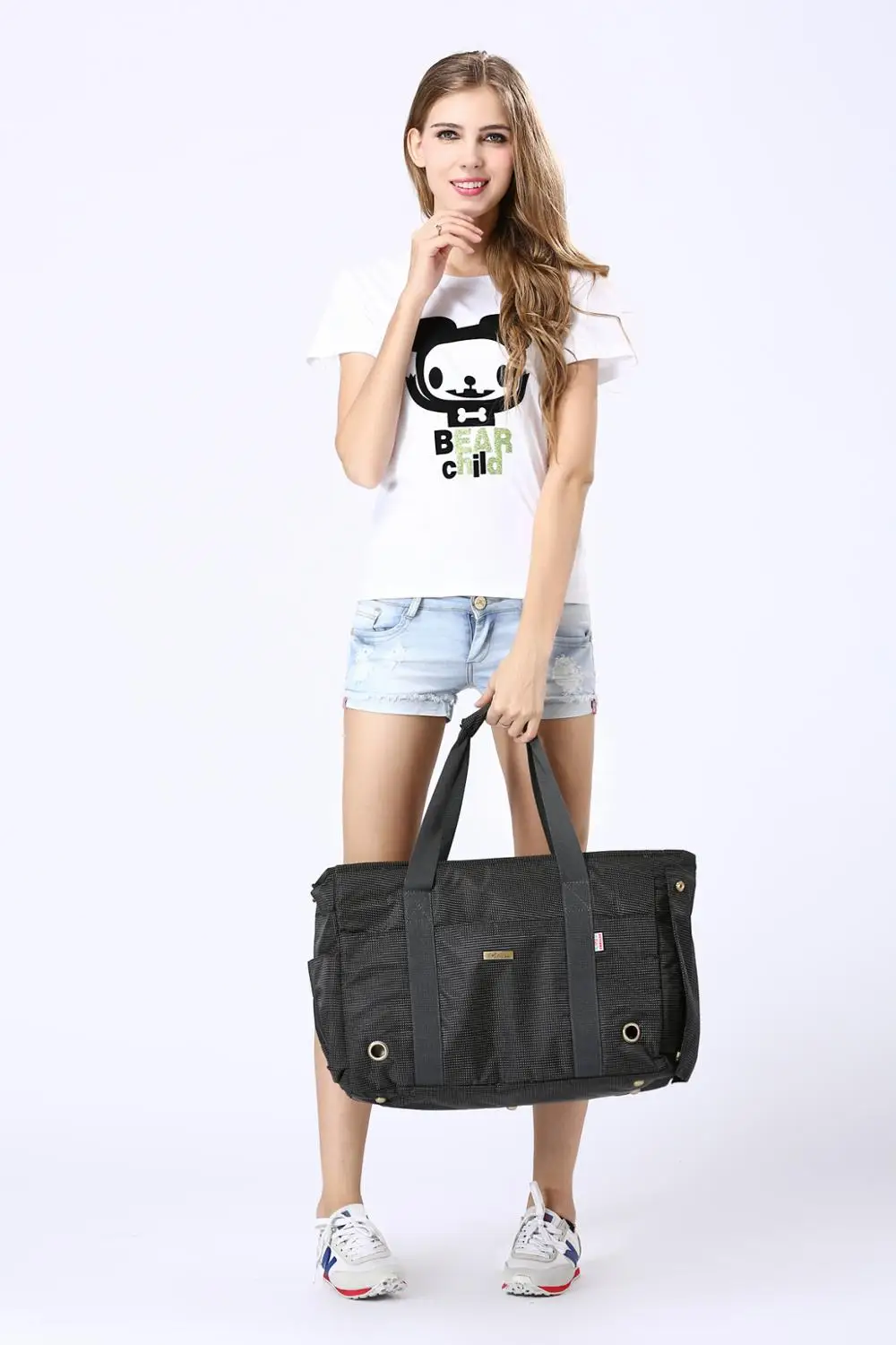 Сумка-переноска для собак и кошек Нейлоновая Сумочка из черного жаккарда с