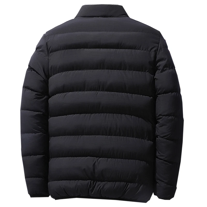 Autumn And Winter Thickened Sportswear Men's Stand Collar Cardigan Down Jacket Outdoor Cotton Jacket Solid Color Casual Coat