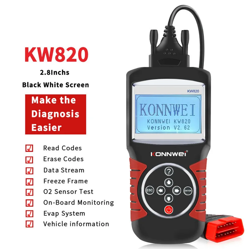 KW820 Automotive Scanner Multi-languages OBDII EOBD Diagnostic Tool Car Errors Code Reader Diagnostic Scanner in Spanish