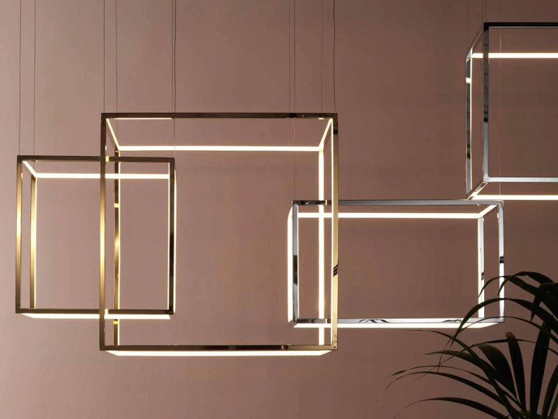 Koop Licht Luxe Designer Lichtgevende Kubus Vorm Combinatie Hollow Modeling Lamp Grote Ruimte Lange Wandlamp Grote Kroonluchter