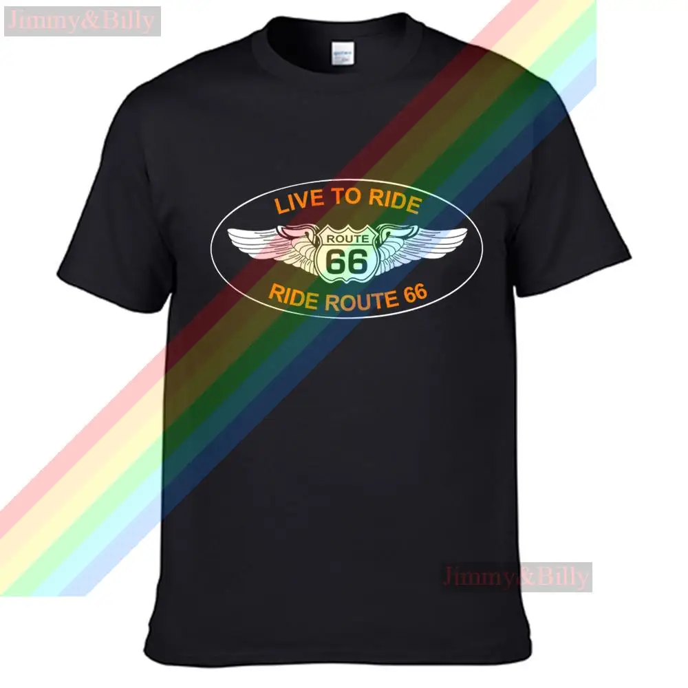 

Ride The Motorcycle To Route 66 Alive Men Women Summer 100% Cotton Black Tees Male Newest Top Popular Normal Tee Shirts Unisex