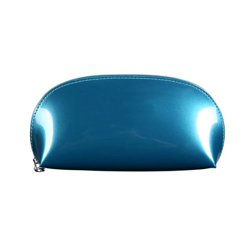 Сумка для макияжа женская из лакированной кожи конфетная однотонная на молнии|make